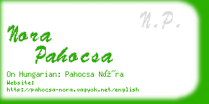 nora pahocsa business card